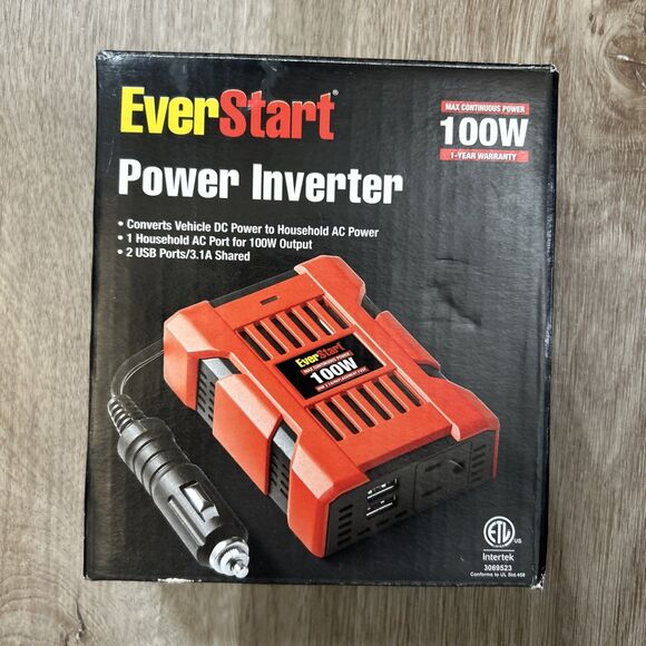 EverStart 100W Power Inverter 70000MC 12V DC AC Dual USB 3.1A Vehicle Converter - Picture 1 of 4